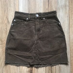 Pull&Bear Green Corduroy Mini Skirt